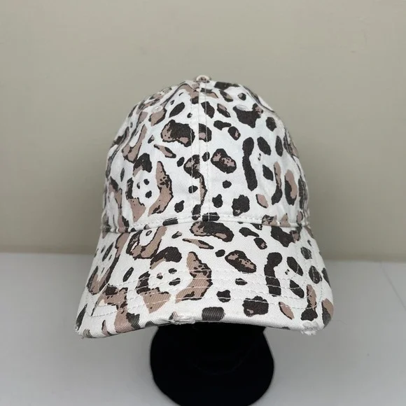Aerie Dad Baseball Hat Cap OS Leopard Animal Print Distressed Strapback - Picture 2 of 7